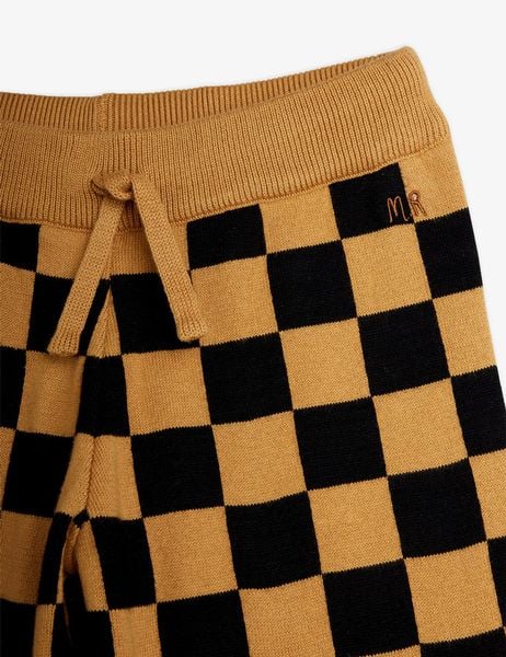 Chess check knitted trouser Brown | Mini Rodini | Mini Rodini