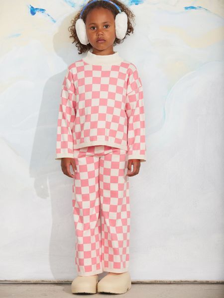 Chess check knitted trouser Brown | Mini Rodini | Mini Rodini