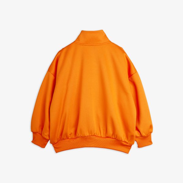 Orange Ritzratz patch tracksuit jacket in recycled polyester with ribbed cuffs and hem, shown from the back.