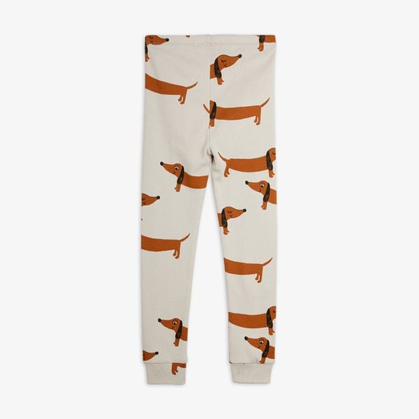 Grey leggings featuring an all-over dachshund dog print.