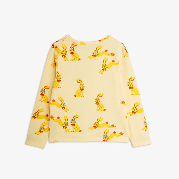 Yellow long-sleeve t-shirt featuring an all-over Rabbits print.