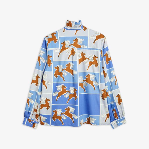 Vuxen Horses Vävd Blus Med Volang