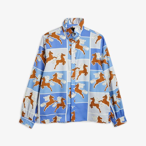 Vuxen Horses Vävd Blus Med Volang