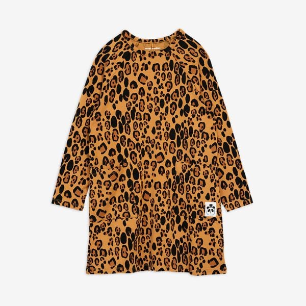 Basic Leopard Långärmad Klänning