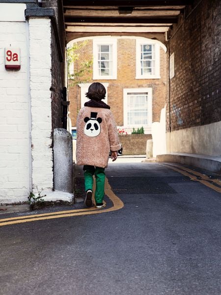Panda faux fur coat