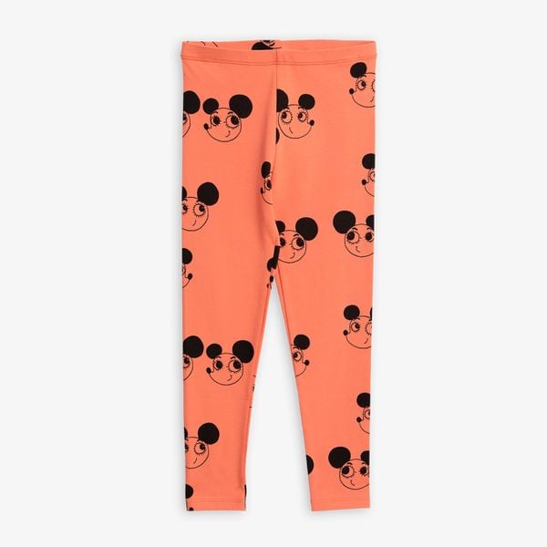 Red leggings featuring a black Ritzratz print and an elasticated waistband.