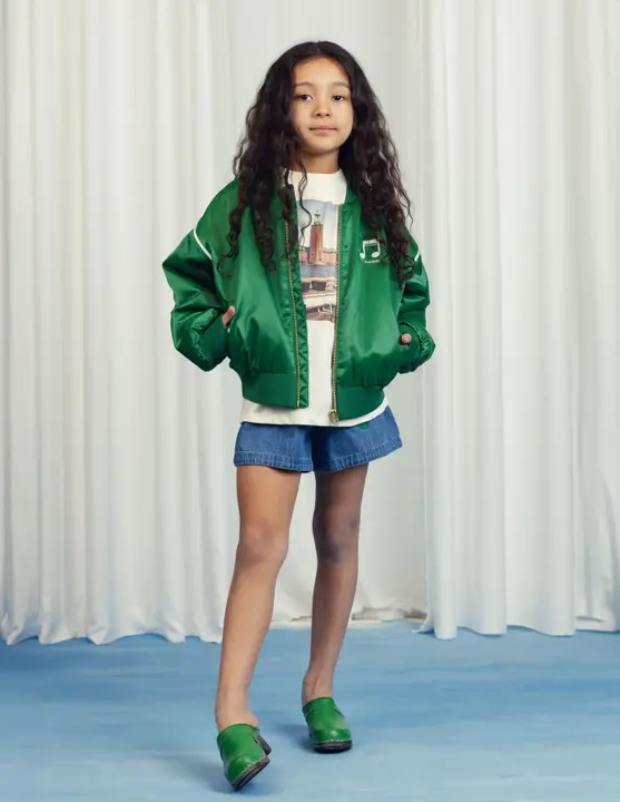 Note Satin Baseball jacket 