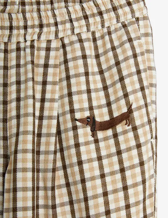 Gingham woven trousers 