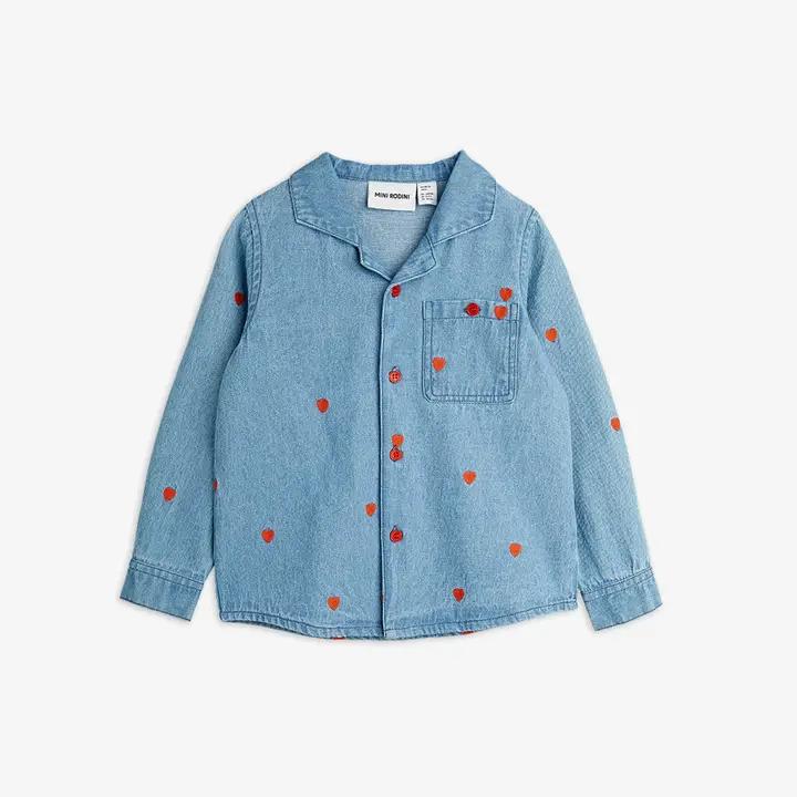 Mini hearts woven long sleeve shirt