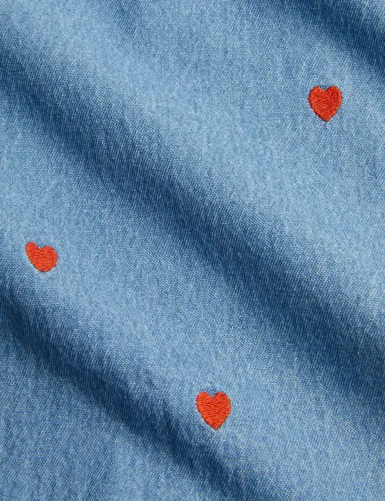 Mini hearts woven long sleeve shirt