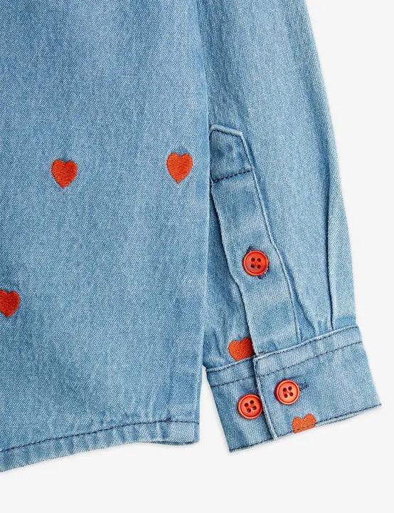 Mini hearts woven long sleeve shirt