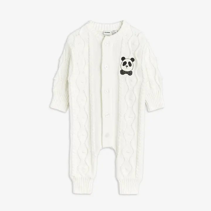 Panda texture knit baby onesie