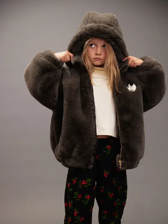 Ritzratz patch faux fur jacket