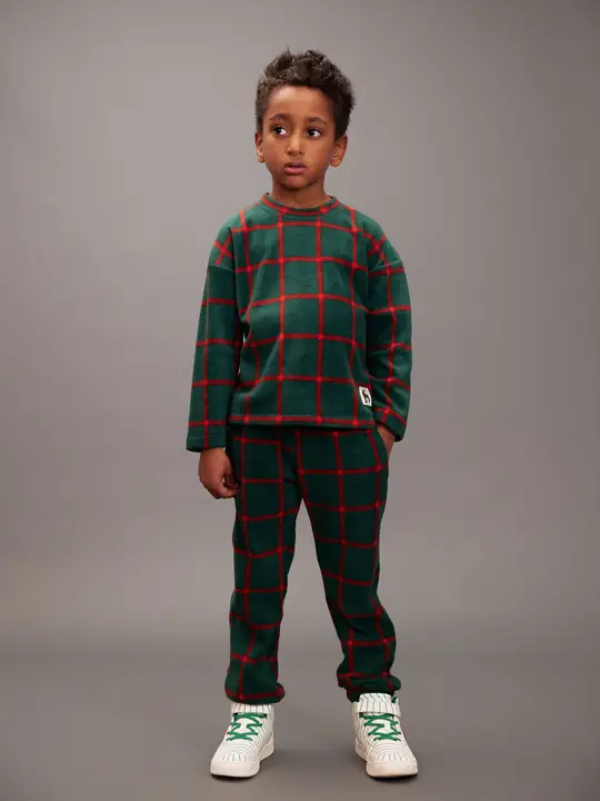 Plaid fleece long sleeve top