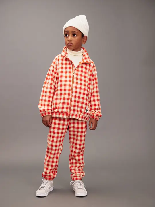 Gingham fleece trousers