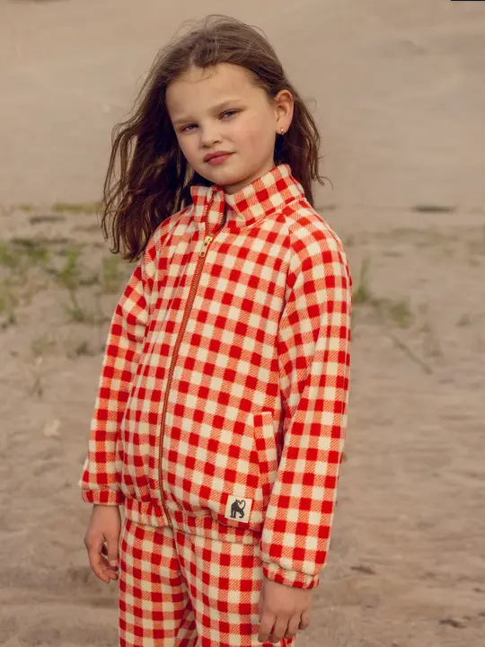 Gingham fleece jacket