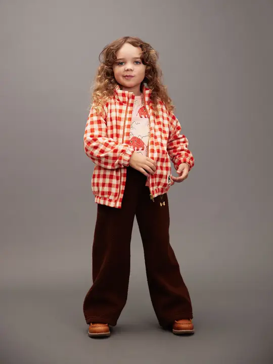 Gingham fleece jacket