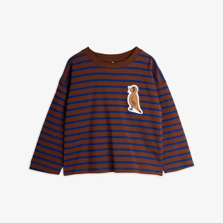 Stripe bird patch long sleeve T-shirt 