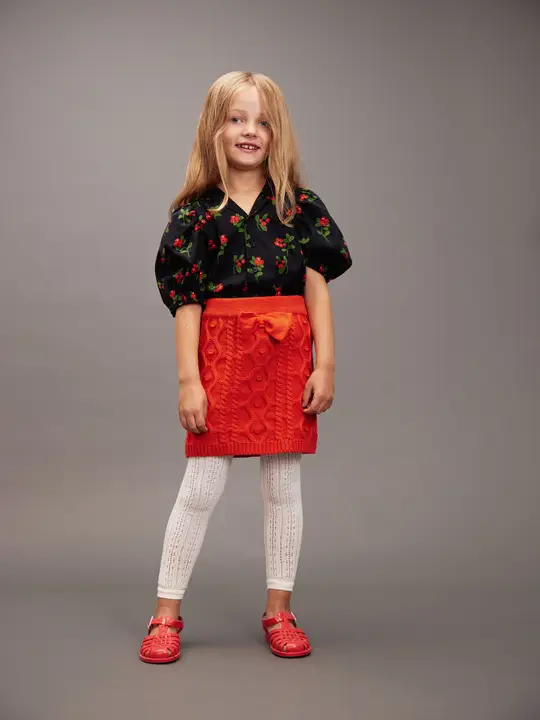 Texture knit bow skirt