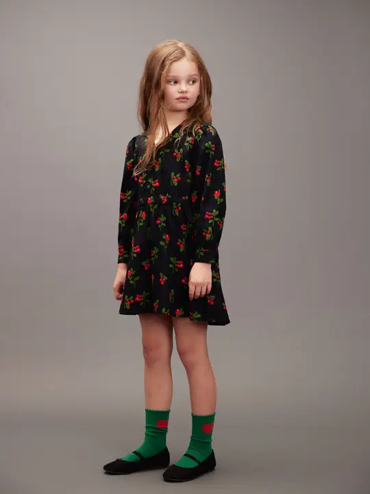 Lingonberries woven long sleeve dress