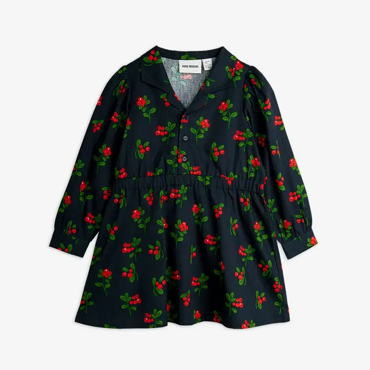 Lingonberries woven long sleeve dress