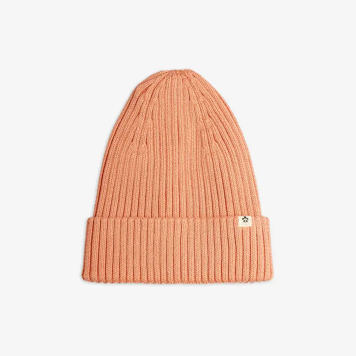 Knitted rib fold up hat