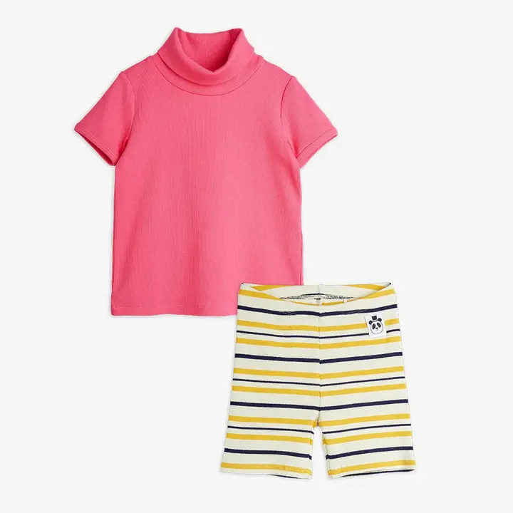 Ribbed bike shorts and T-shirt set 