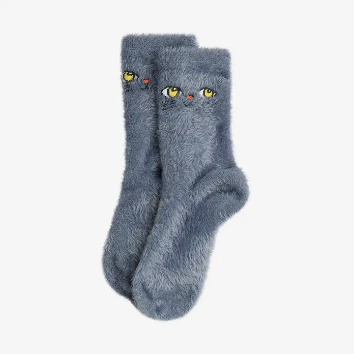 Cat face fluffy socks