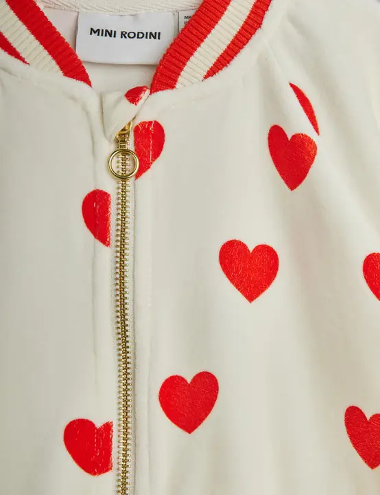 Hearts Velour Baseball Cardigan