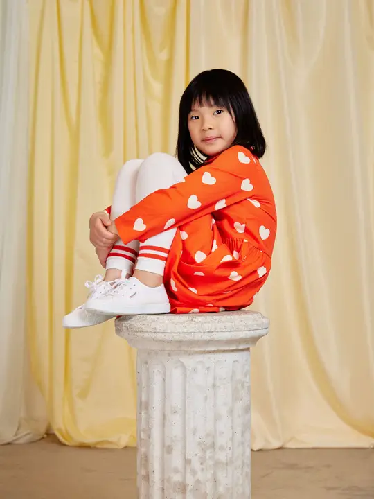 Hearts Woven Long Sleeve Dress