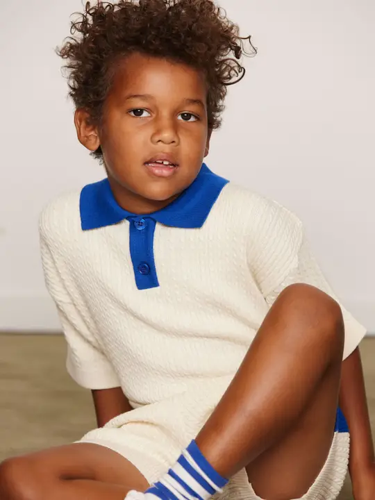 Cable Knit Polo Shirt