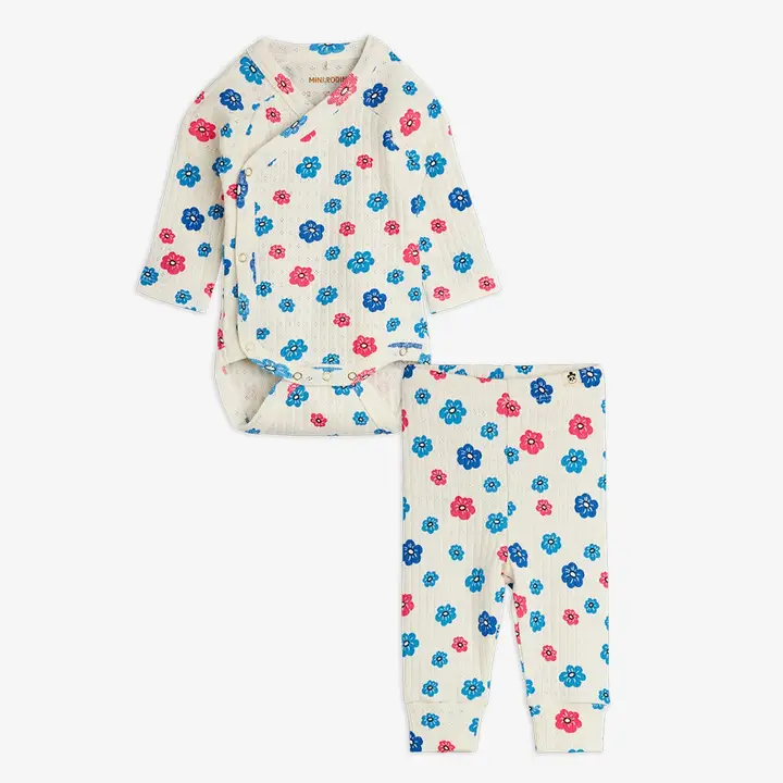 Flowers Pointelle Baby Set Multi | Mini Rodini