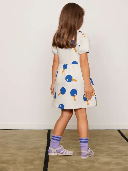 ワンピース minirodini puffsleeve dress Strawberry schiffli woven dress White | Mini Rodini