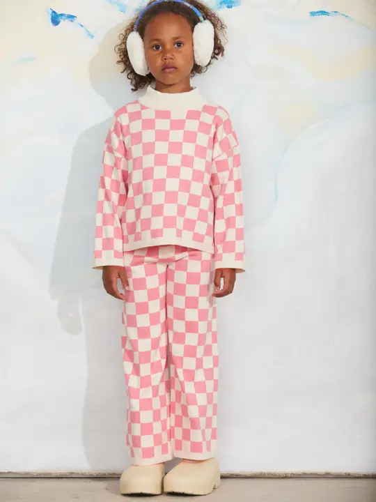 Chess check knitted trouser