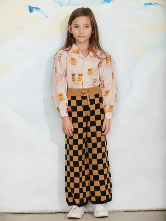 Chess check knitted trouser