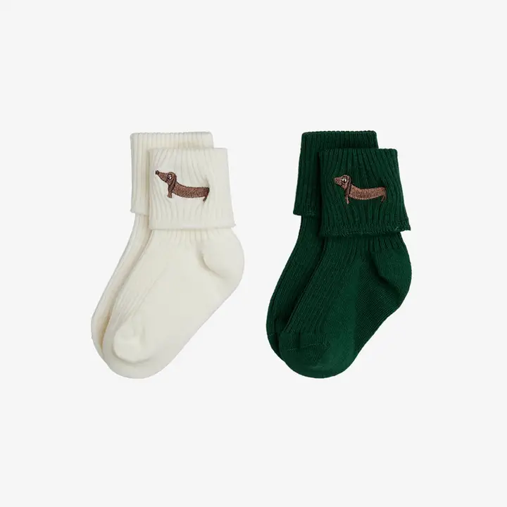 Dog 2-pack ribbed baby socks