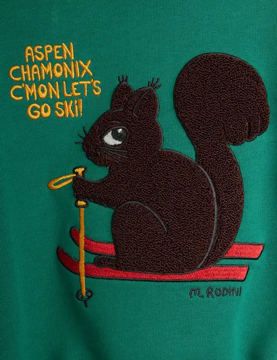 Skiing Squirrel Chenille Sweatshirt
