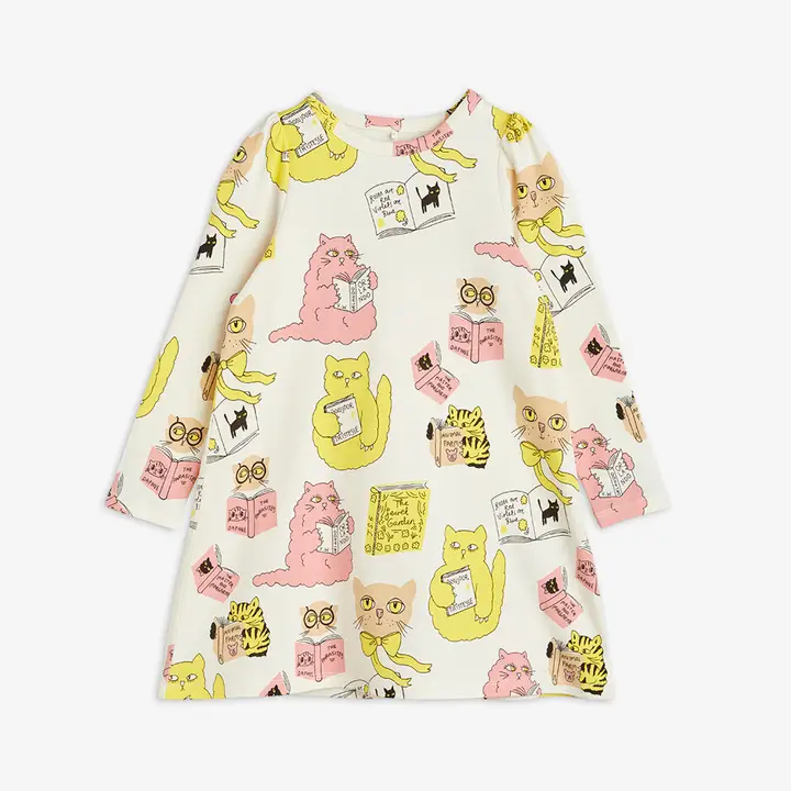 Reading Cats Long Sleeve Dress