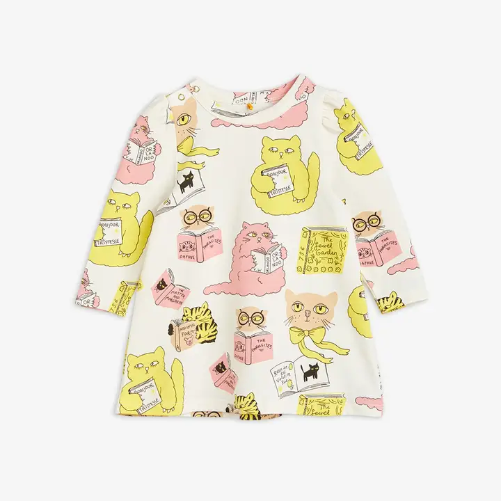 Reading Cats Long Sleeve Dress