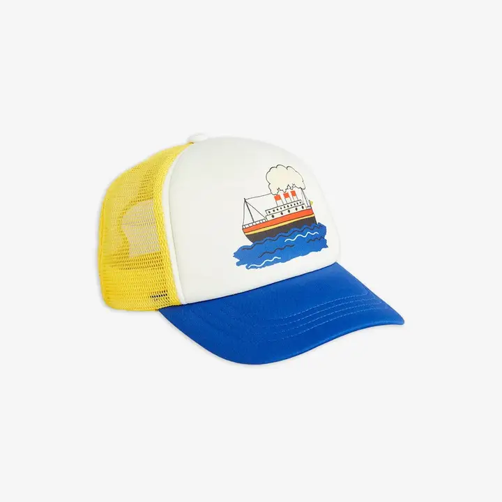 Cats Embroidered Cap Offwhite | Mini Rodini