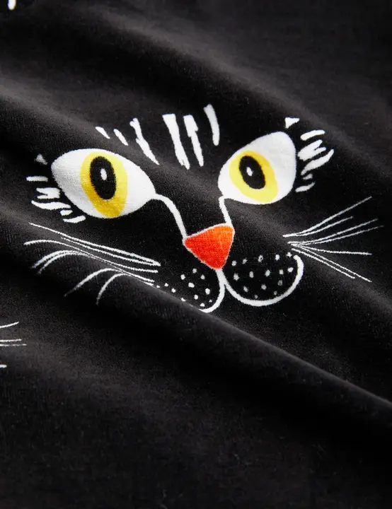 Cat Face Velour Sweatshirt