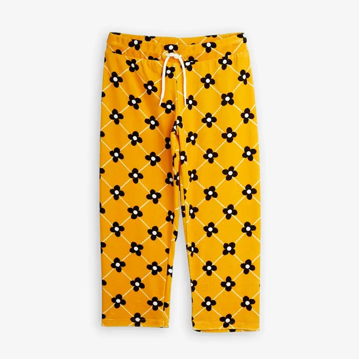 Flower check velour trousers