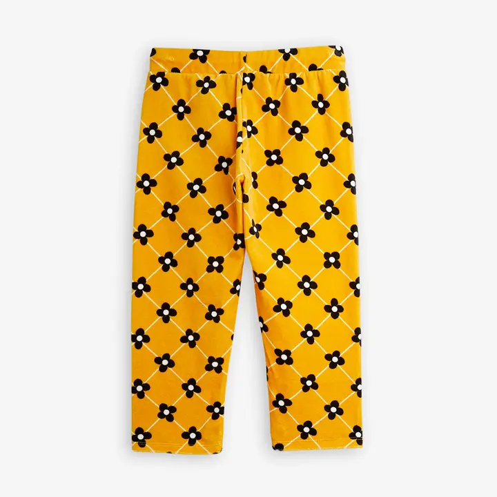 Flower check velour trousers