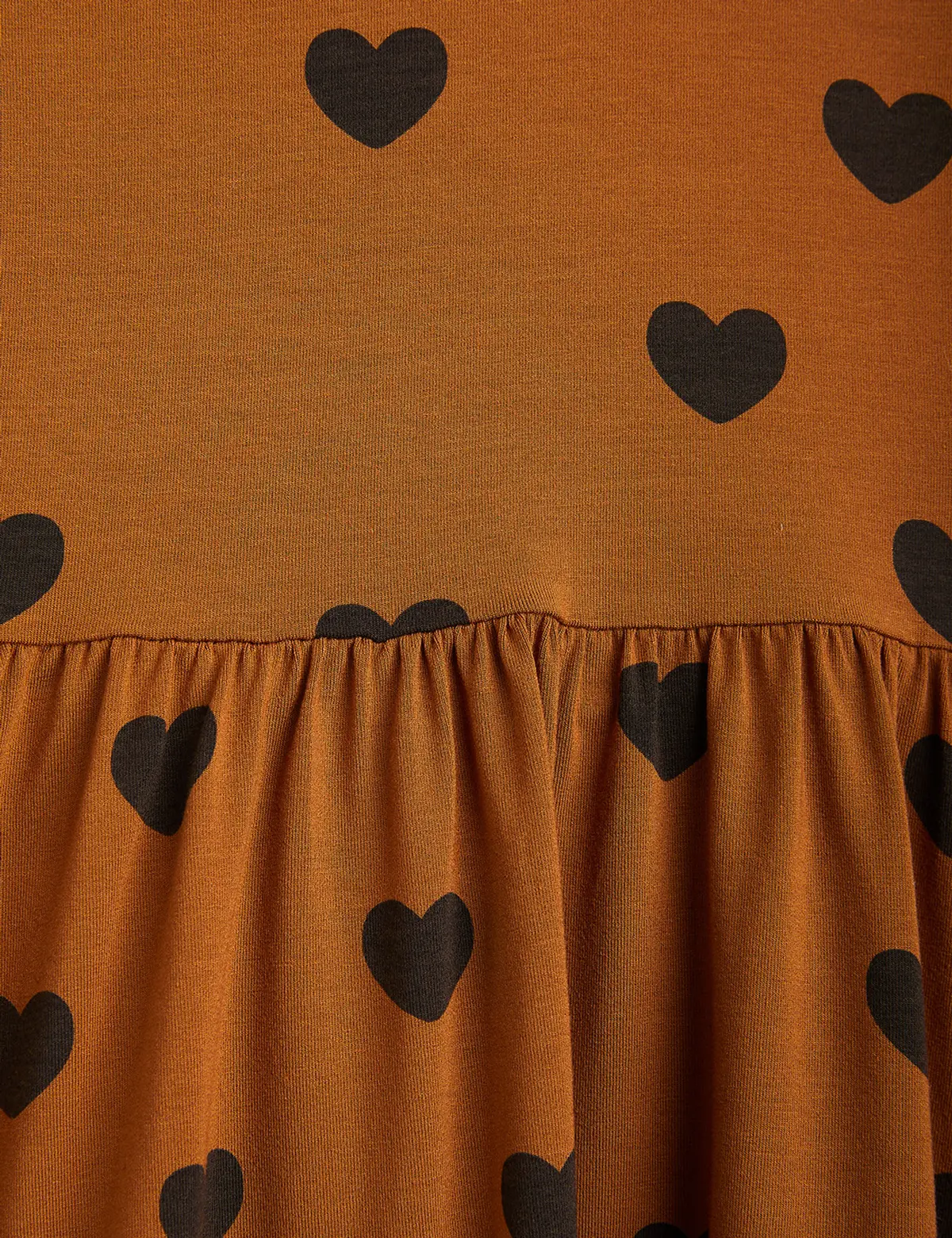 Brown kids dress with Hearts print made in soft TENCEL™ Lyocell with stretch for comfort.-image-2