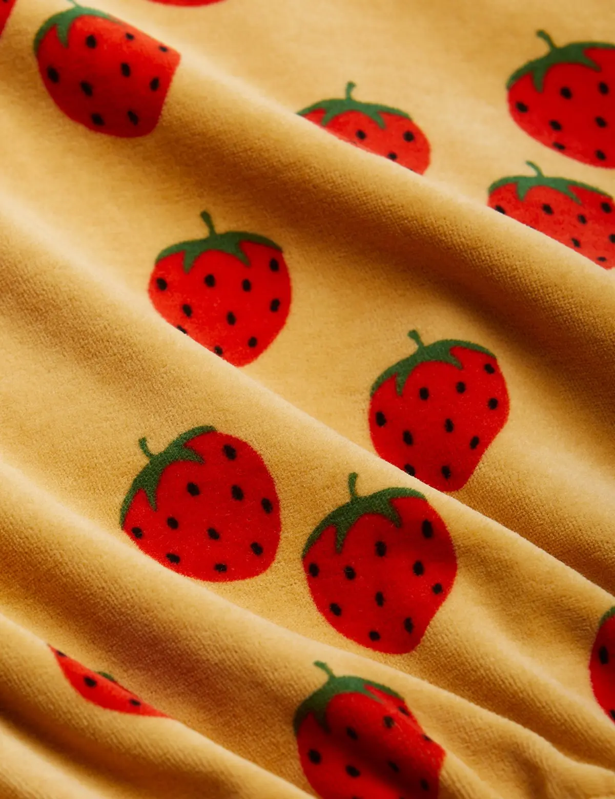 Strawberries Velour Sweatshirt Beige | Mini Rodini