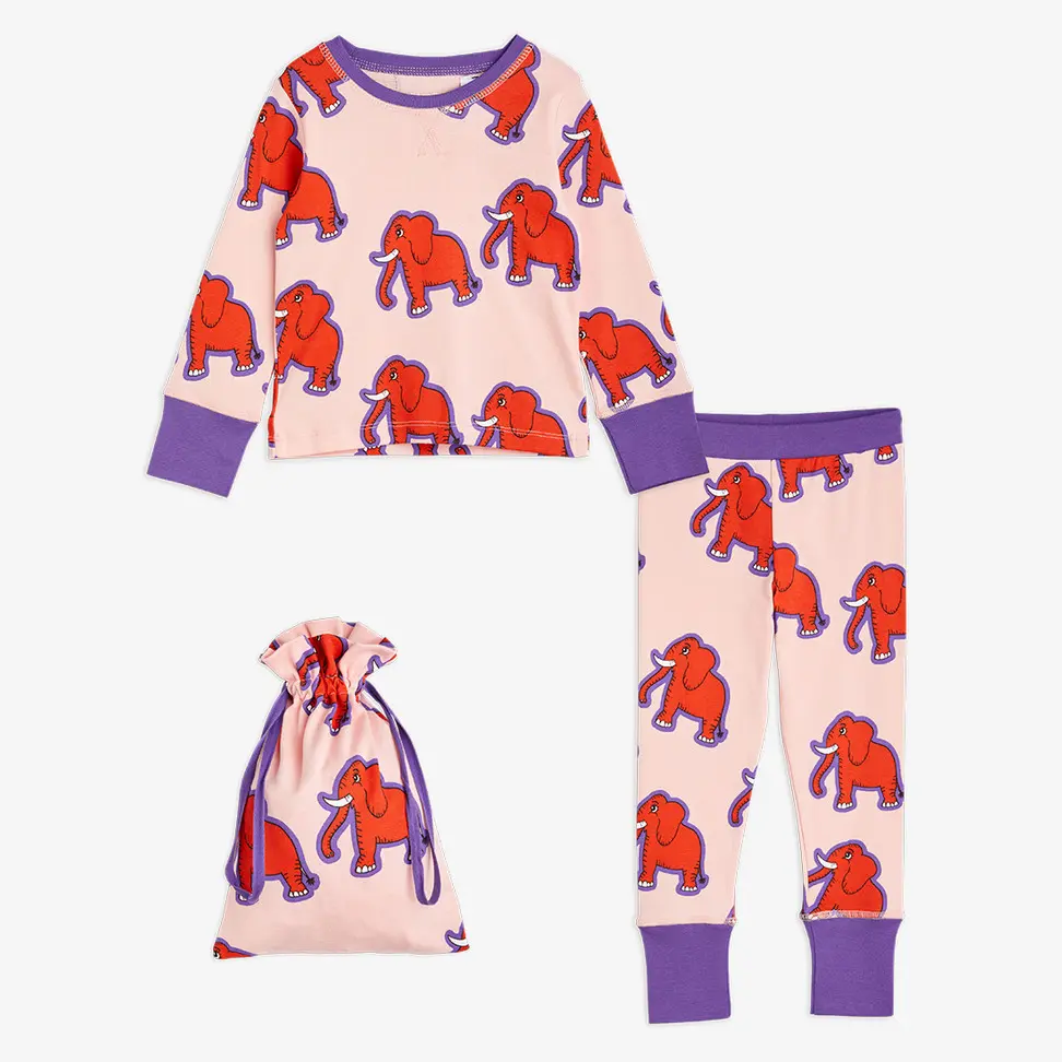 4 Elephants Kids Pyjama Set Pink | Mini Rodini