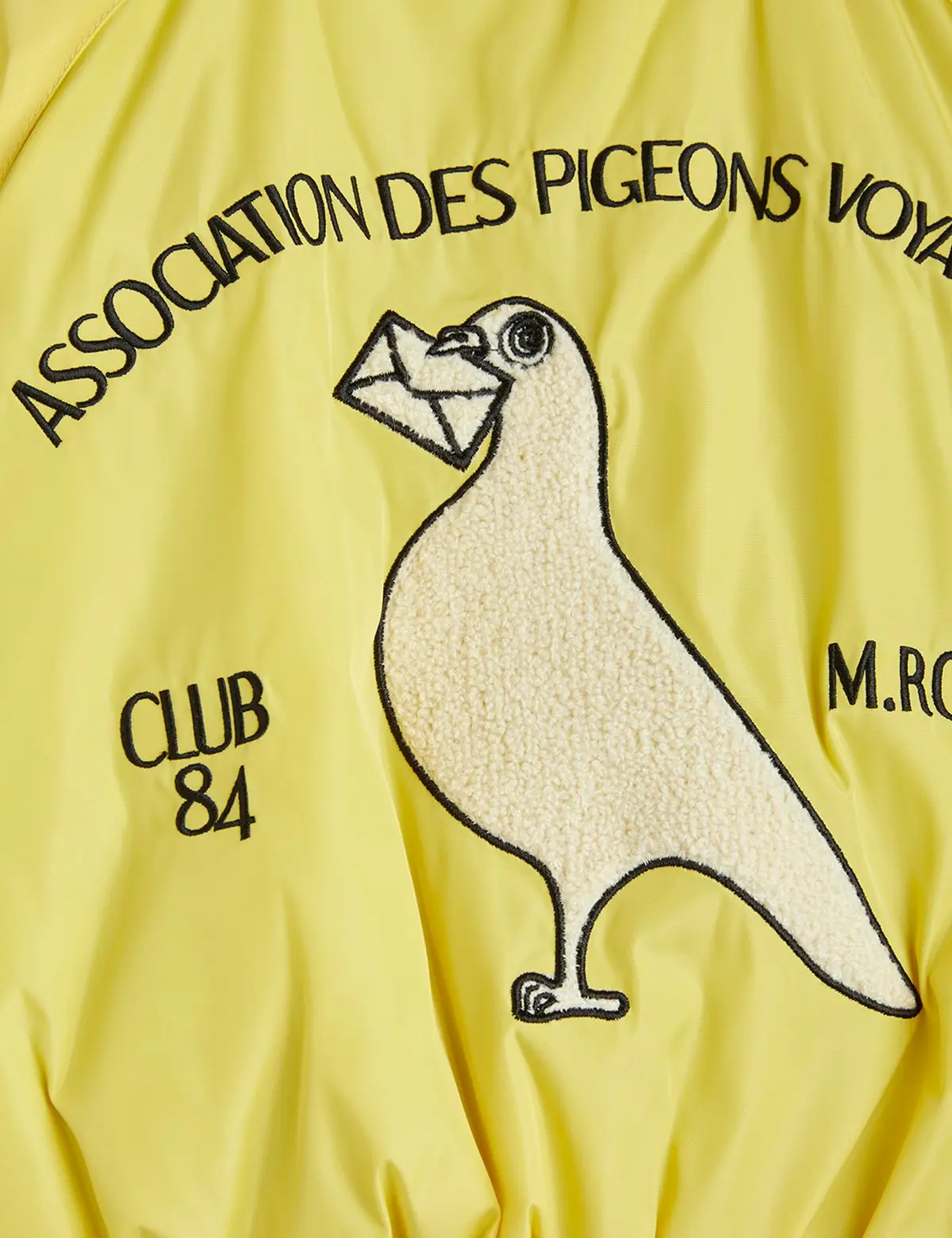 Pigeons Embroidered Baseball Jacket Yellow-image-4