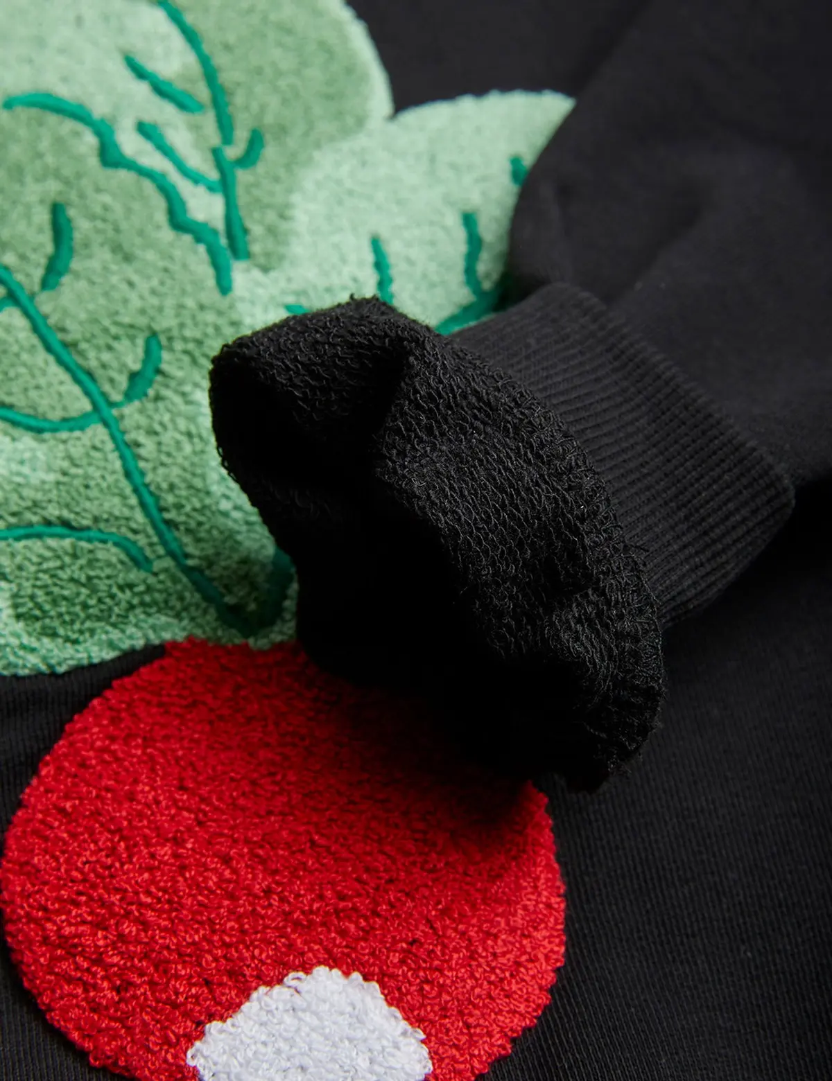Radish Embroidered Sweatshirt Black-image-3
