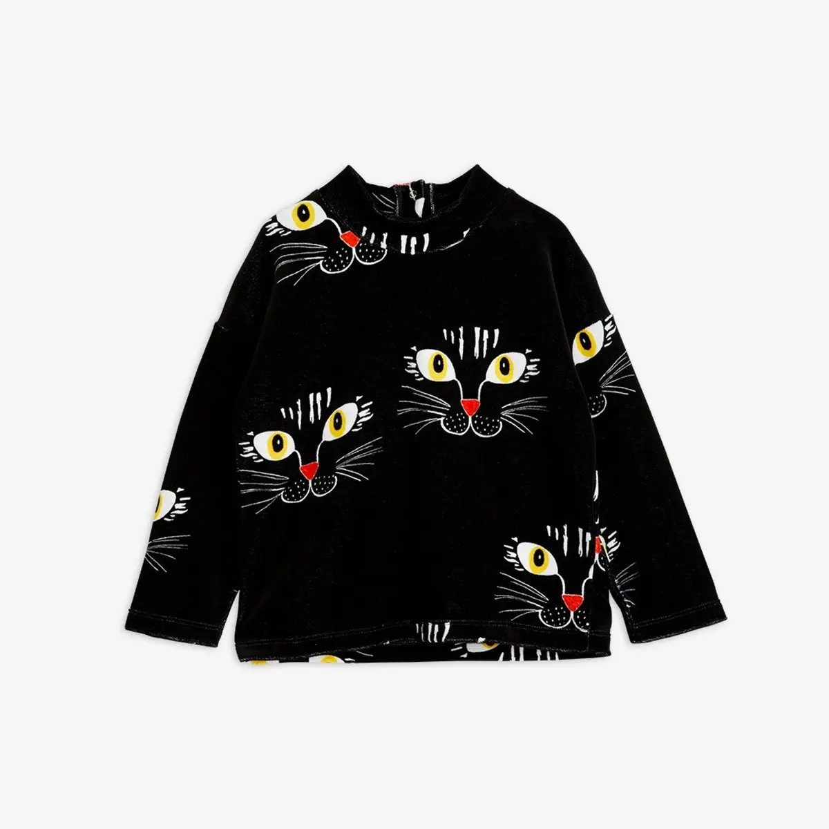 Cat Face Velour Sweatshirt-image-0
