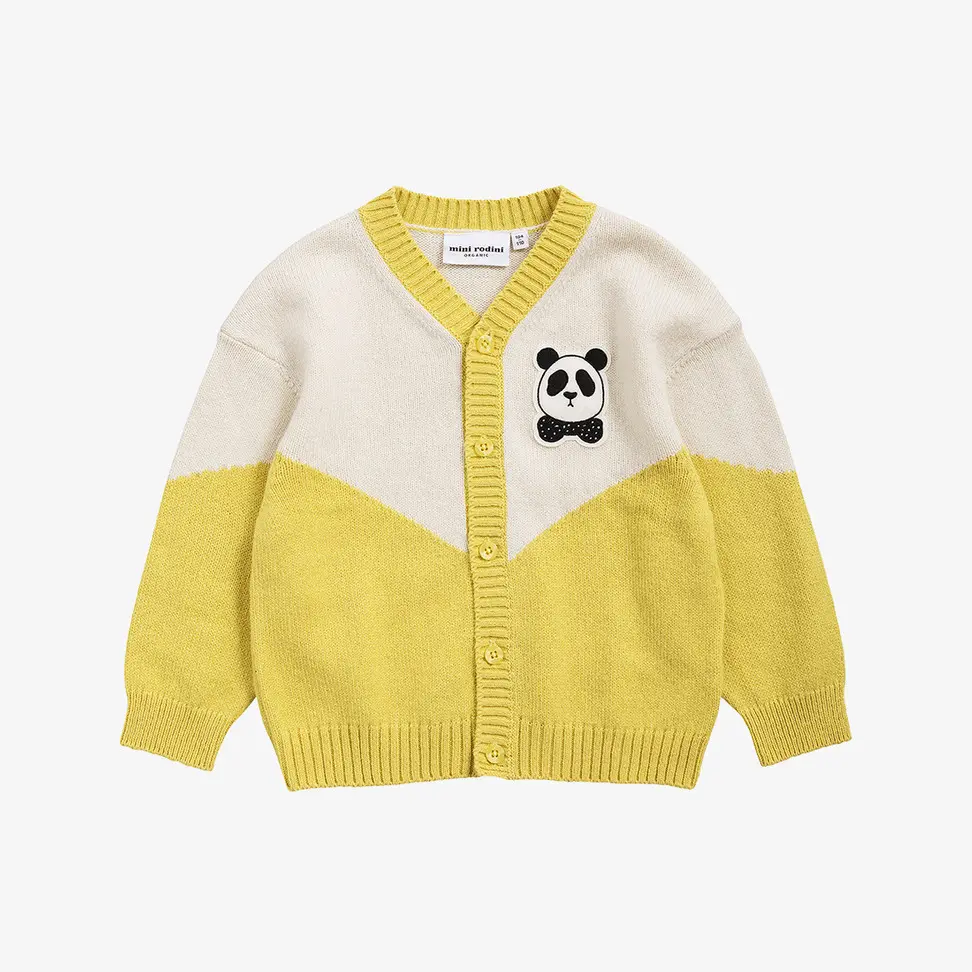 Panda Wool Cardigan Yellow-image-0